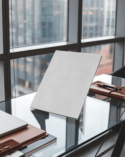 Trendsetting Magazine Mockup Modern Cover With Edgy Portrait In Urban Office