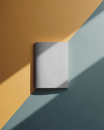 Realistic Magazine Mockup Showcasing Folded Cover In Geometric Light Shadow Design