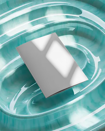 Sleek Magazine Mockup With Realistic Shadow Effects On Curved Glass Surface Presentation