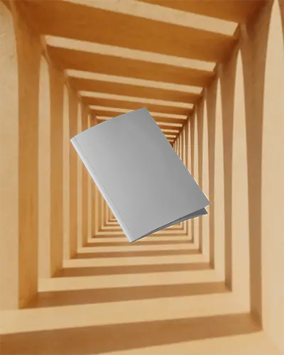 Modern Magazine Mockup Floating In Geometric Three Dimensional Tunnel Background Design