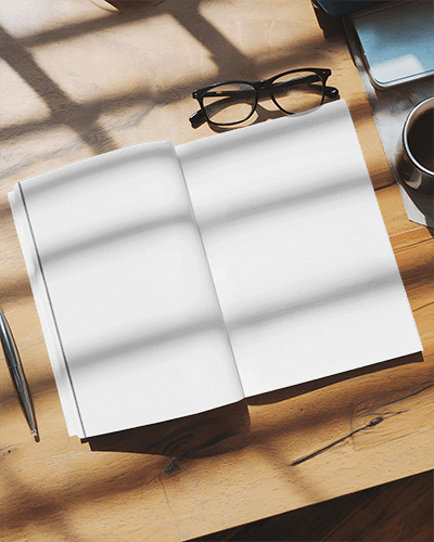 Sleek Black Magazine Mockup Luxury Design With Minimalist Typography And Vibrant Illustration