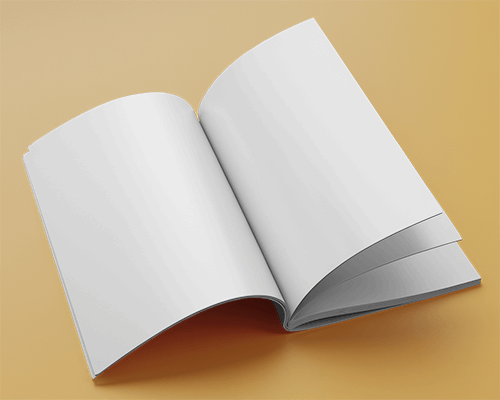 Open Magazine Mockup On Warm Yellow Background With Custom Design