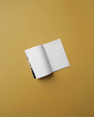 Stylish Open Magazine Mockup On Golden Backdrop For Creative Presentation