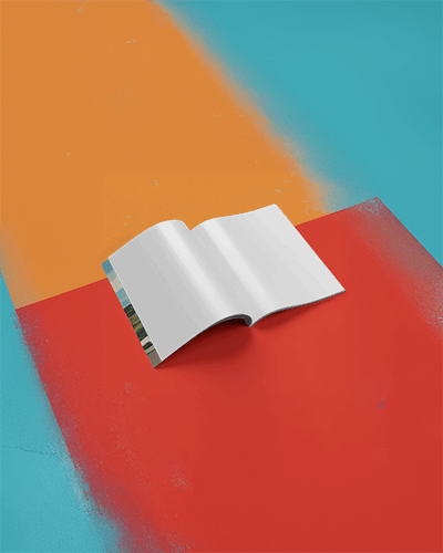 Modern Design Magazine Mockup Simple Layout On Red Gradient