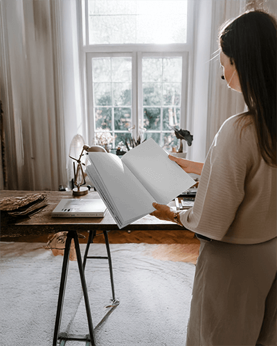 Creative Desk Magazine Mockup Sunlit Studio With Dynamic Elements