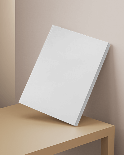 Standing Book Mockup Leaning On Table Against Minimal Beige Wall