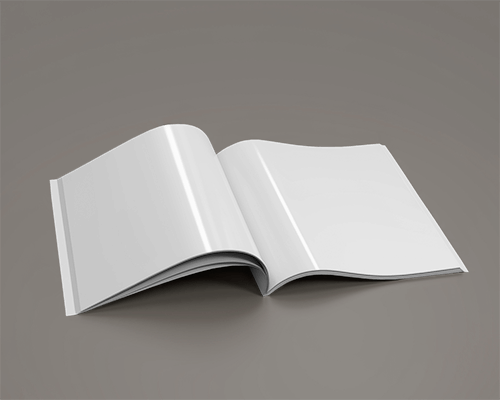 Open Magazine Mockup With Custom Pages On Neutral Gray Background