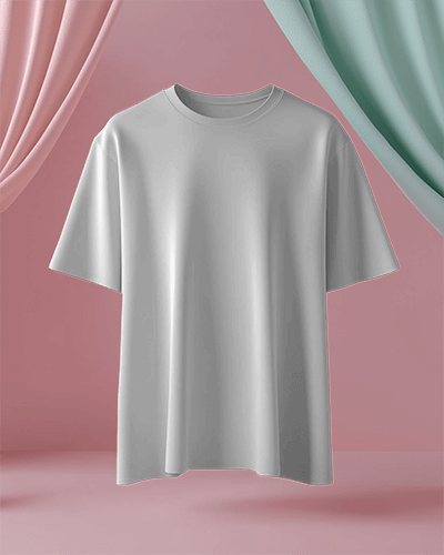 T Shirt Mockup On Hanger Against Flowy Curtains