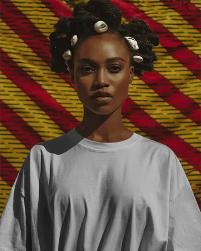 Edgy Look Tshirt Mockup Stylish Short Hair Model Wearing Loose Fit Shirt In Urban Artistic Environment