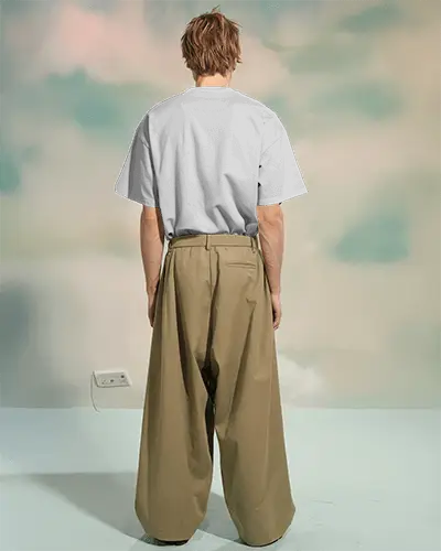 Back View Boxy Tshirt Mockup Male Model In White Tee On Soft Gradient Backdrop