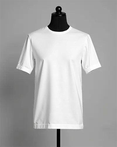 Front View Tshirt Mockup On Mannequin Clean Gray Background Minimalist Design Showcase Template