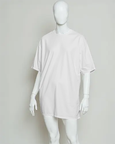 Front View Tshirt Mockup On White Mannequin In Minimal Studio Lighting