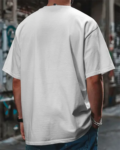 Back View Tshirt Mockup Male Model In Urban Alleyway Streetwear Style