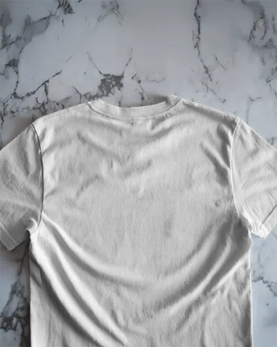 Flatlay Back Tshirt Mockup On Marble Surface For Minimalist Branding 01104
