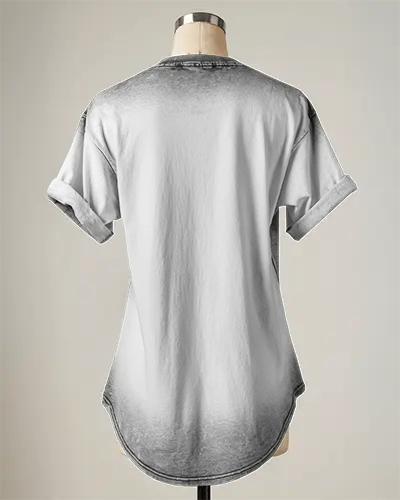 Acid Wash Back View Tshirt Mockup On Mannequin With Rolled Sleeves And Curve Hem
