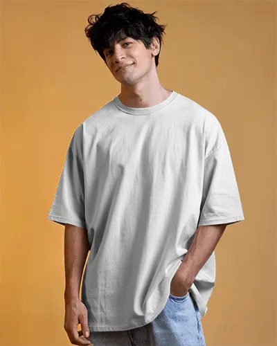 Casual Studio Tshirt Mockup Male Model In White Tee And Blue Denim