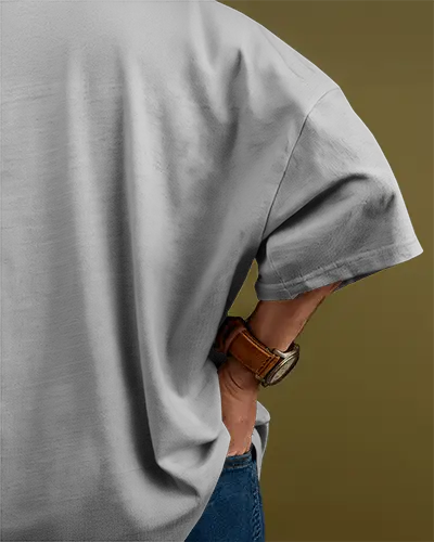Back View Tshirt Mockup Closeup Of Male Model Hand In Pocket Wearing Watch