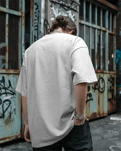 Street Style Back View Tshirt Mockup Male Model In Graffiti Alleyway
