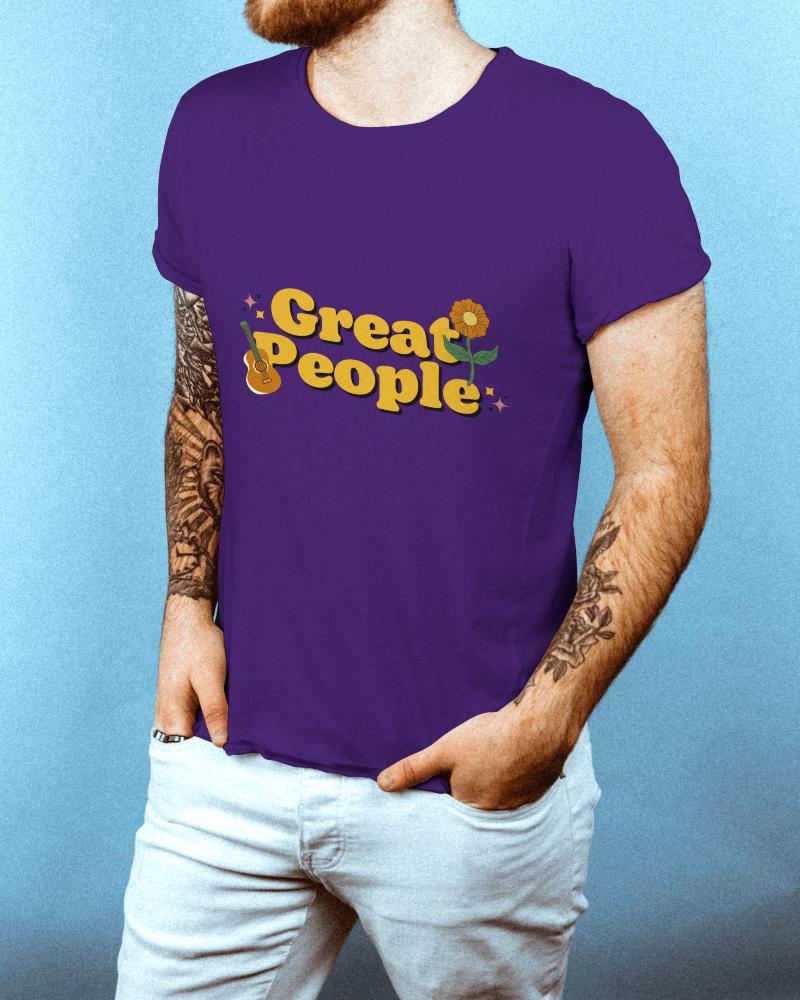 Man Tshirt Mockup With Hands In Pocket Standing In Front Of Blue Wall