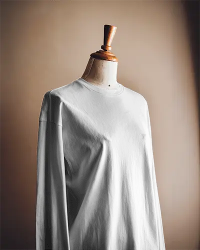 Blank White Tee Mockup Long Sleeve Design On Angled Mannequin Display