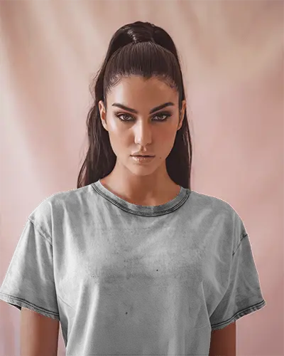 Minimalist Aesthetic Tshirt Mockup Acid Washed White Shirt In Modern Scene