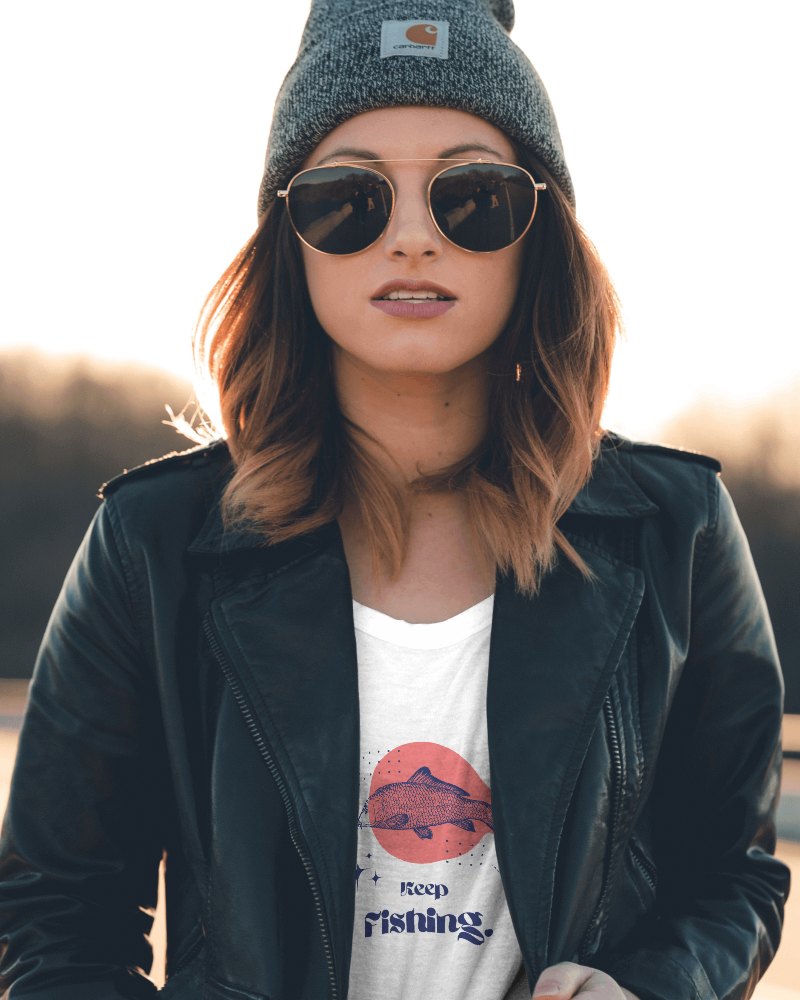 Woman Tshirt Mockup With Beanie