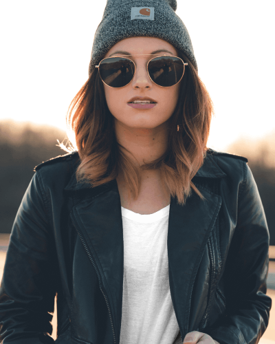 Woman Tshirt Mockup With Beanie