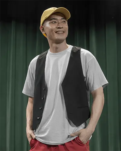 Casual Stagewear Tshirt Mockup Male Model In White Tee With Vest And Cap