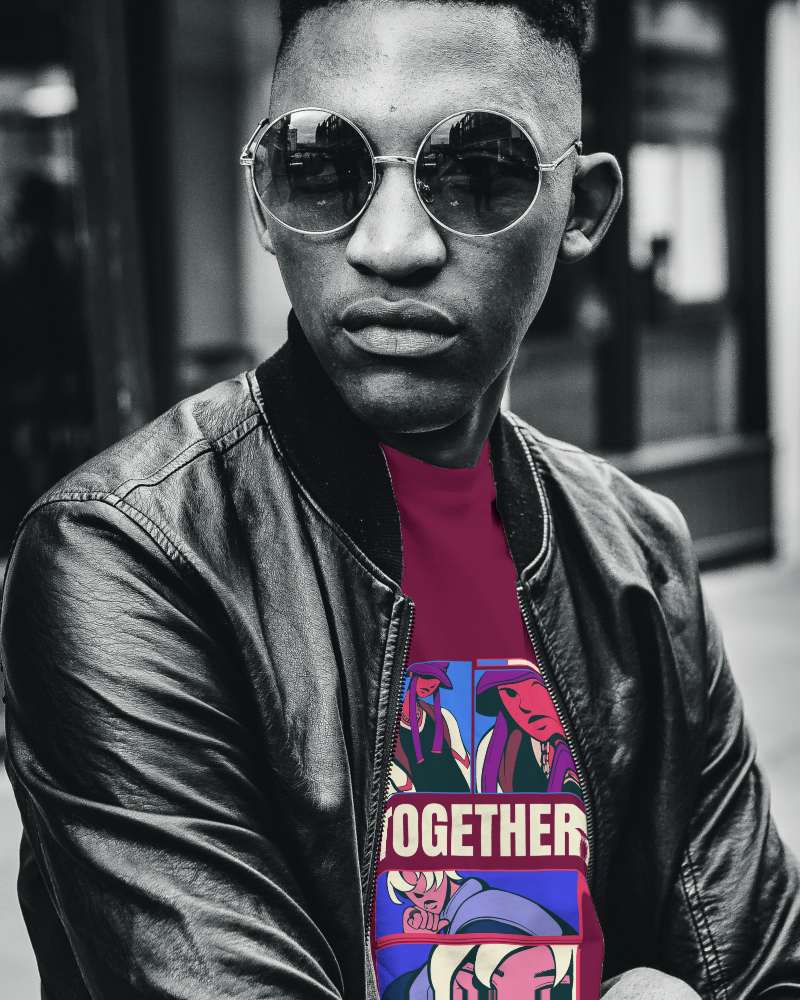 African Model Tshirt Mockup With Jacket