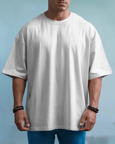 Male Model White T Shirt Mockup With Sky Blue Background