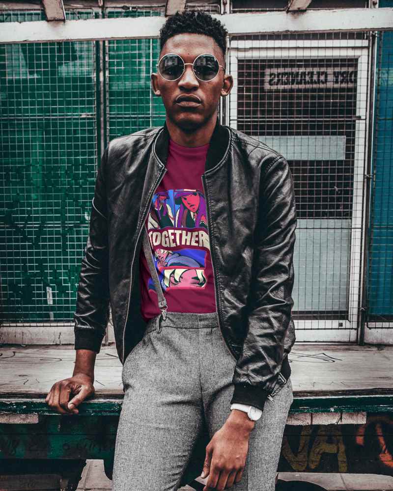 African Model Tshirt Mockup With Jacket