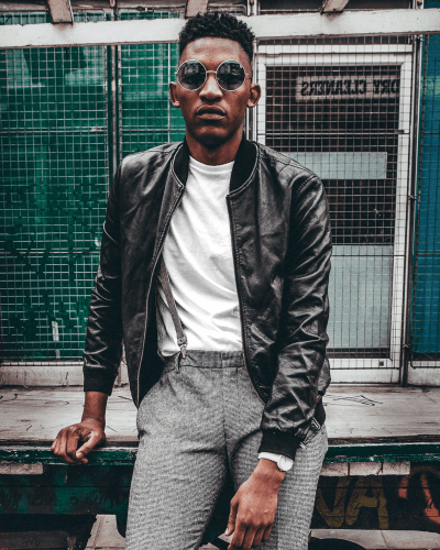 African Model Tshirt Mockup With Jacket