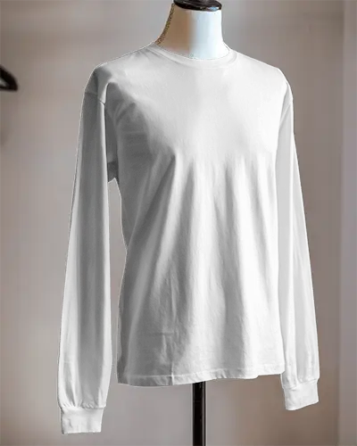 Softly Lit Interior Long Sleeve Tshirt Mockup On Mannequin In Minimal Retail Setting Clean And Elegant Display Style 01235