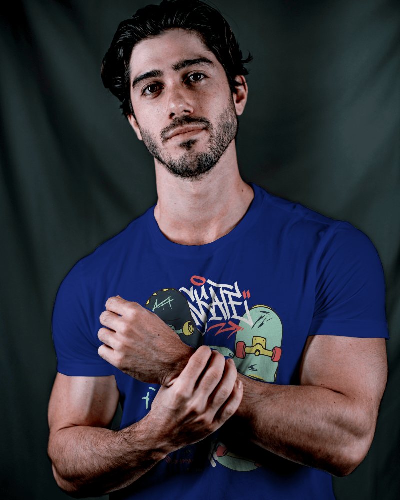 Model In Tshirt Mockup In Dark Studio