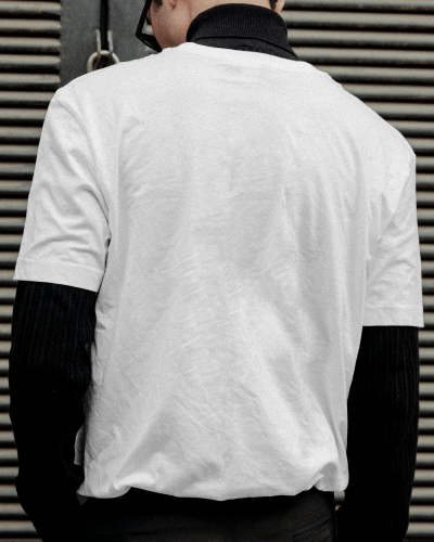 Tshirt Mockup Of Man Wearing Tshirt Above Sweater