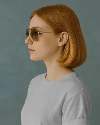 Stylish Female Mockup Portrait Side Angle Half Sleeve Gray Tshirt Casual Fashion Look