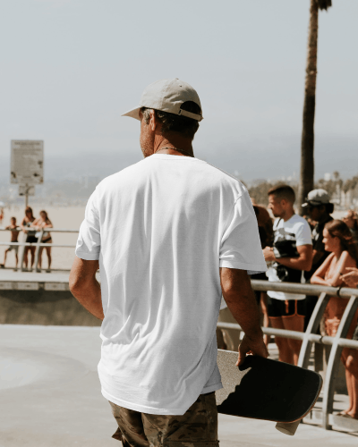 Oversized Back Tshirt Mockup Of Man With Skateboard