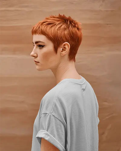 Simple Back Mockup Tee Shirt Cropped Hair Model Soft Earth Backdrop Rolled Sleeve Styling