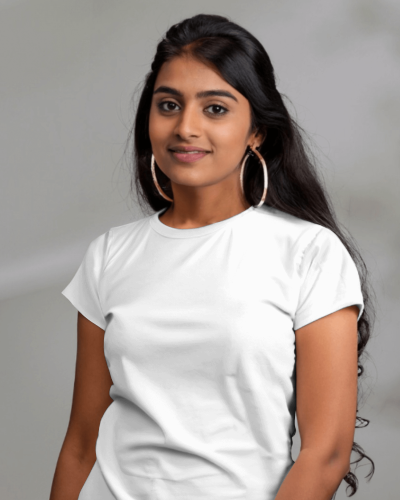Indian Woman Tshirt Mockup In Studio