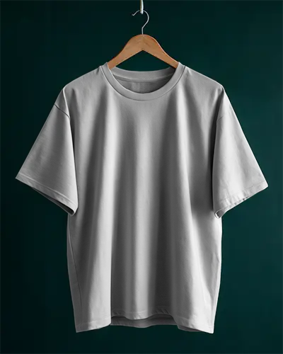 Hanging Tshirt Mockup White Tee On Wooden Hanger Against Dark Green Wall