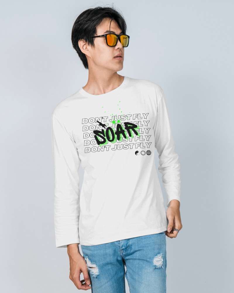 Asian Young Man In Full Sleeve Tshirt Mockup