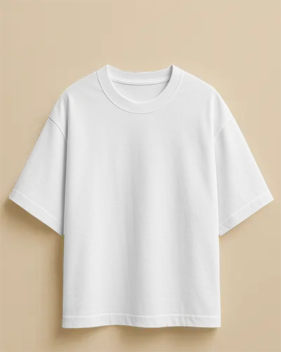 Front View Boxy Tshirt Mockup On Hanger White Tee Against Beige Wall Clean Minimal Display
