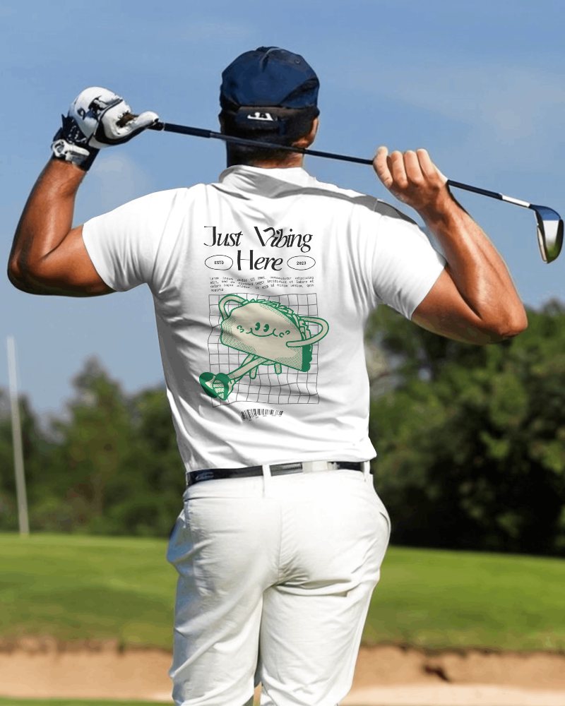 Polo Tshirt Mockup Of Golfer In Garden