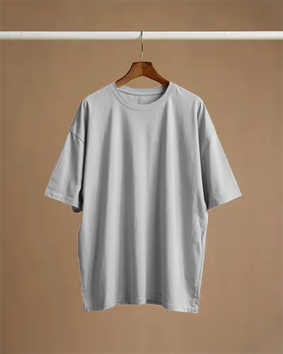 Hanging Tshirt Mockup Front View White Tee On Wooden Hanger Against Warm Neutral Background