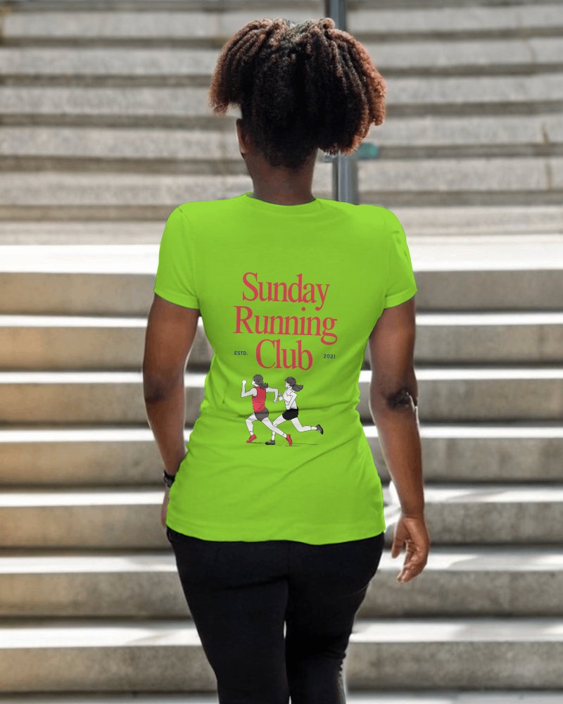 Back Tshirt Mockup Of Woman On Stairs