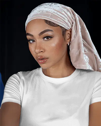 Cultural Elegance Tshirt Mockup Beautiful Woman Headwrap On Dark Backdrop
