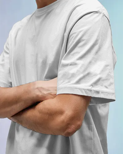 Close Up Male Tshirt Mockup With Folded Arms And Clear Design Area