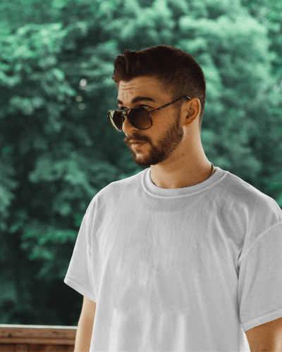 White Male With Sunglasses Wearing Tshirt Mockup