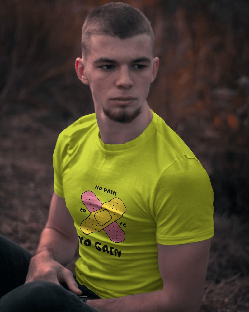 Lean Male In A Forest Wearing Tshirt Mockup