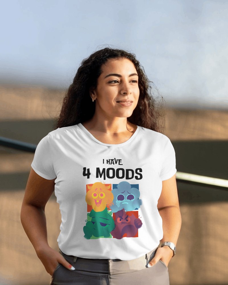 Female Model With Curly Hair Wearing Tshirt Mockup